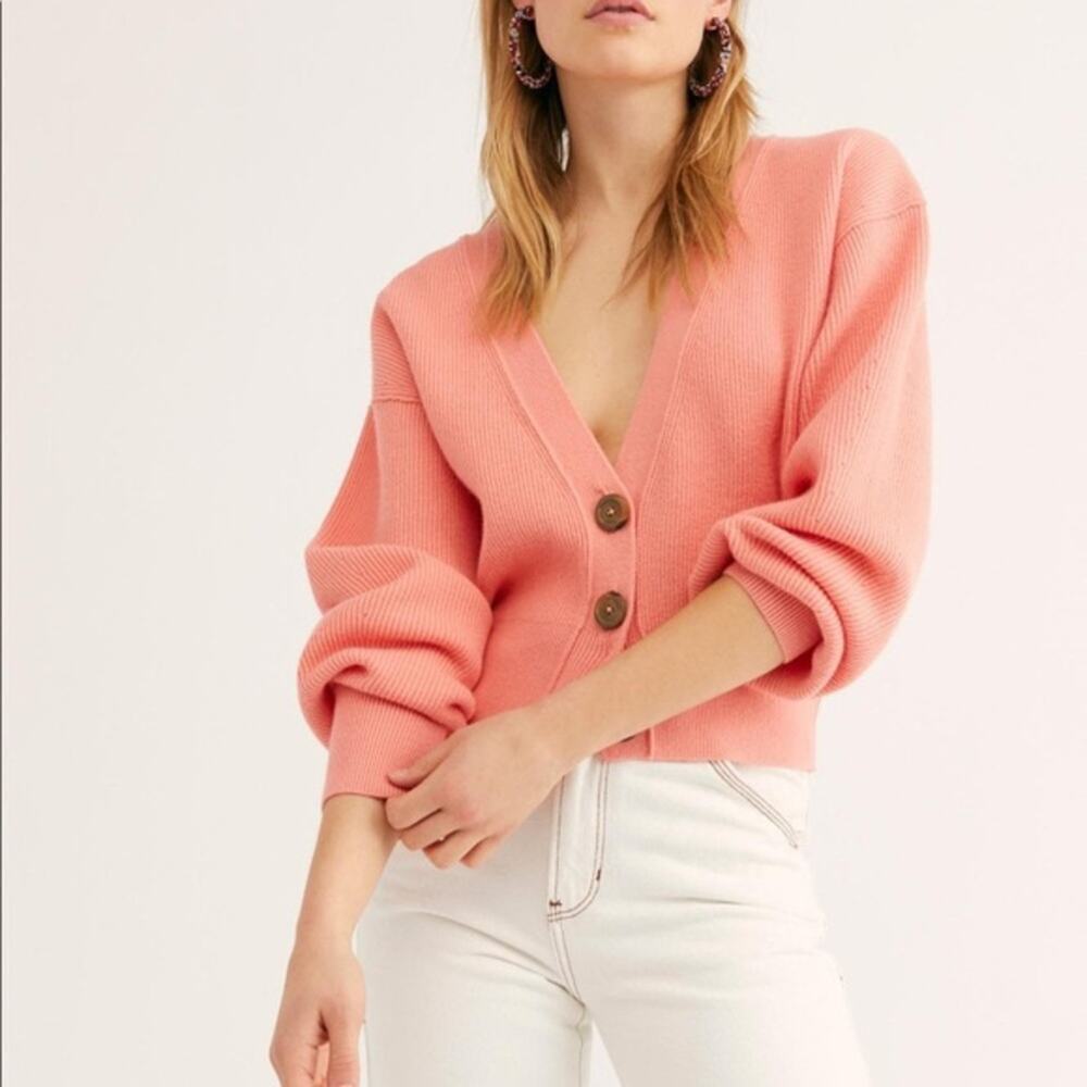 Free People Big Plans Ribbed Cardigan Sweater - Picture 2 of 7